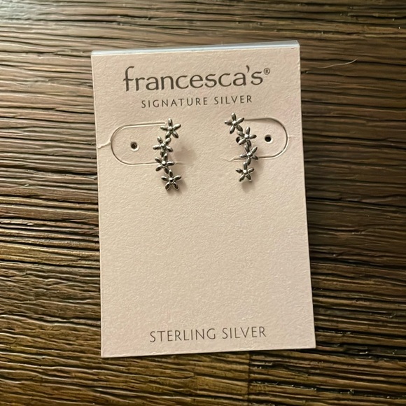 Francesca's Collections Jewelry - Francesca’s .925 Sterling Silver Curved Flower Earrings